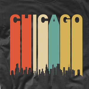 Mens Chicago Shirt - Vintage Retro 1970&#39;s Style Chicago Illinois Cityscape Skyline T-Shirt - Chicago IL Shirt - Chicago Illinois Shirt