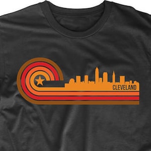Men&#39;s Cleveland Shirt - Retro Style Cleveland Ohio Skyline T-Shirt - Cleveland OH Shirt