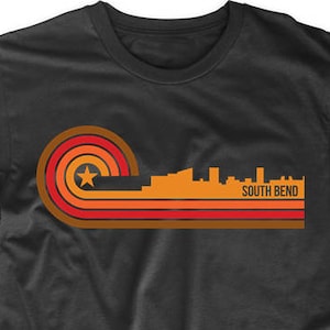 Men&#39;s South Bend Shirt - Retro Style South Bend Indiana Skyline T-Shirt - South Bend IN Shirt - South Bend Indiana Shirt