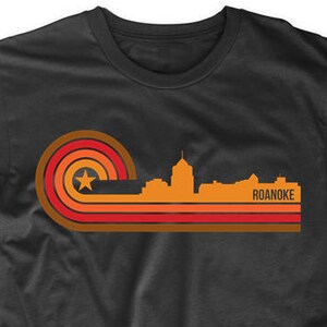 Roanoke Shirt - Retro Style Roanoke Virginia Skyline T-Shirt - Men&#39;s Roanoke VA Shirt - Roanoke Virginia Shirt