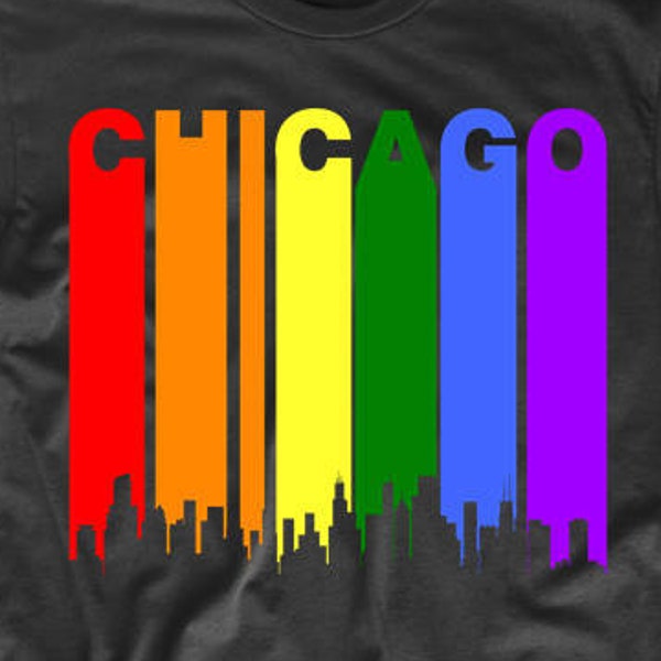 Chicago Illinois Rainbow Skyline LGBT LGBTQ Gay Pride T-Shirt by Really Awesome Shirts