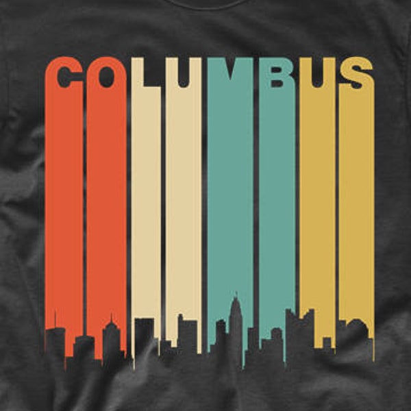 Columbus Shirt - Vintage Retro 1970's Style Columbus Ohio Cityscape Downtown Skyline T-Shirt - Men's Columbus OH Shirt - Columbus Ohio Shirt