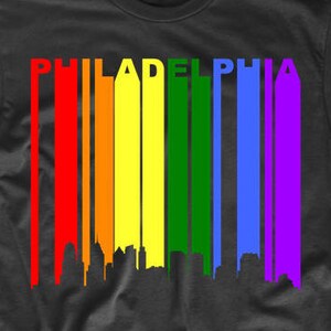 Philadelphia PA Rainbow Skyline LGBT LGBTQ Gay Pride T-Shirt by Really Awesome Shirts