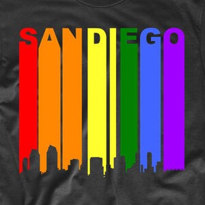 San Diego California Rainbow Skyline LGBT LGBTQ Gay Pride T-Shirt by Really Awesome Shirts