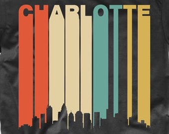 Herren Charlotte Shirt - Vintage Retro 70er Jahre Stil Charlotte North Carolina Skyline T-Shirt - Charlotte Öffner Shirt