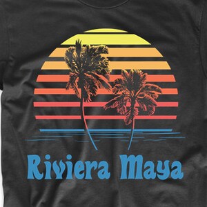 Riviera Maya Mexico Sunset Palm Trees Beach Vacation T-Shirt by Really Awesome Shirts