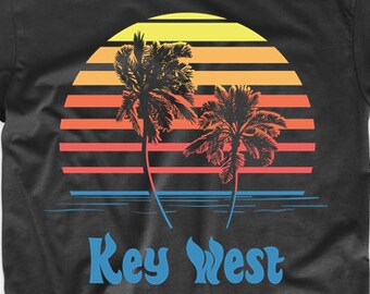 Key West Florida Sunset Palm Trees Beach Vacation T-Shirt by Really Awesome Shirts