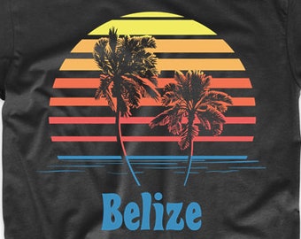 Belize Sunset Palm Trees Beach Vacation T-Shirt by Really Awesome Shirts