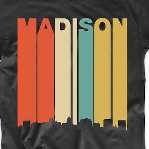 Madison Shirt - Vintage Retro 1970&#39;s Style Madison Wisconsin Downtown Skyline T-Shirt - Men&#39;s Madison WI Shirt - Madison Wisconsin Shirt