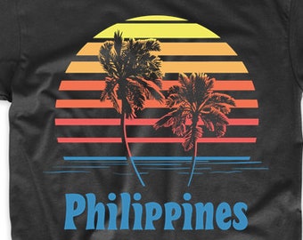 Philippines Sunset Palm Trees Beach Vacation T-Shirt by Really Awesome Shirts