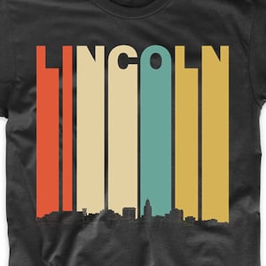 Lincoln Nebraska Shirt - Vintage Retro 1970&#39;s Style Lincoln Nebraska Skyline T-Shirt - Men&#39;s Lincoln NE Shirt