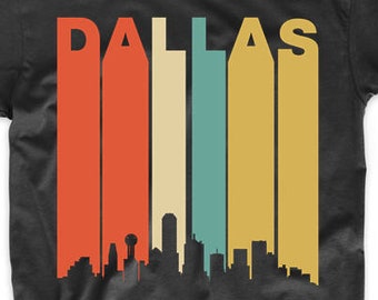 Camiseta Dallas para hombre - Estilo retro vintage de los años 70, con paisaje urbano de Dallas, Texas, horizonte del centro - Camiseta Dallas, TX - Camiseta Dallas, Texas