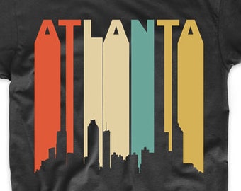 Mens Atlanta Shirt - Vintage Retro 1970's Style Atlanta Georgia Cityscape Downtown Skyline T-Shirt - Atlanta GA Shirt, Atlanta Georgia Shirt