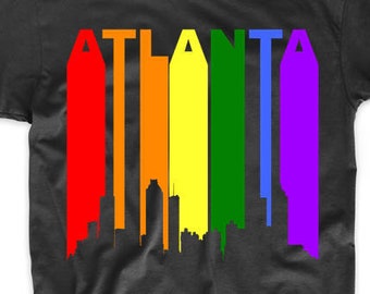 Atlanta Georgia Rainbow Skyline LGBT LGBTQ Gay Pride T-Shirt by Really Awesome Shirts