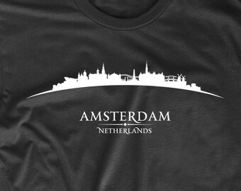 Amsterdam Netherlands Cityscape Downtown Skyline T-Shirt - Amsterdam Shirt For Men