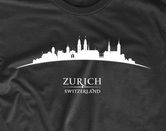 Zurich Switzerland Cityscape Downtown Skyline T-Shirt by Really Awesome Shirts