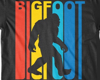 Men's Bigfoot Shirt - Retro 1970's Style Sasquatch Silhouette T-Shirt