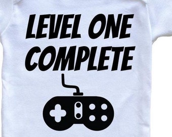 First Birthday One Piece - Level One Complete One Piece - Funny 1st Birthday   Baby Bodysuit