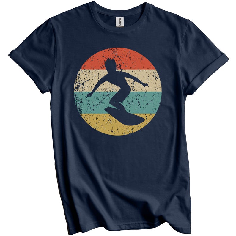 Surfing Shirt - Vintage Retro Surfer T-Shirt - Surfing Gift - Surfing Icon Shirt Navy Blue