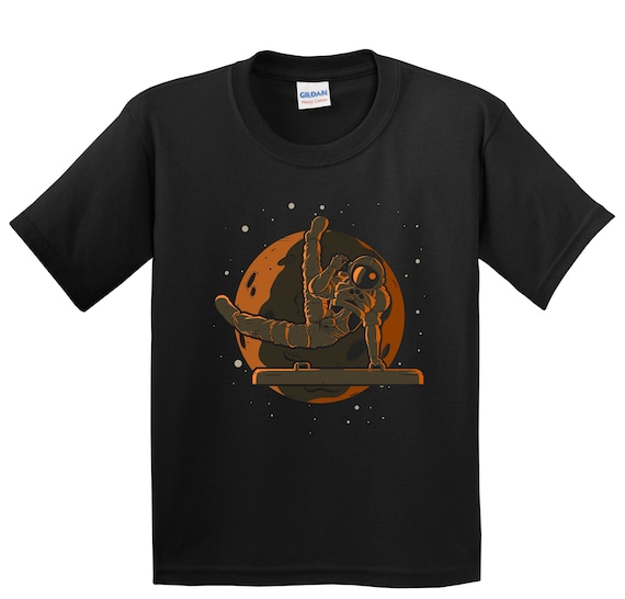 Boys Gymnastics Shirt - Male Gymnast Astronaut Outer Space Spaceman Youth T-Shirt