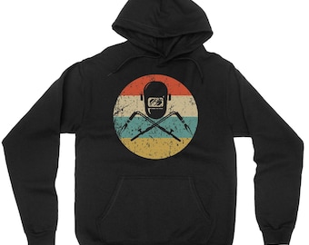 Welding Hooded Sweatshirt - Welding Mask Welding Torches Silhouette Retro Welder Hoodie