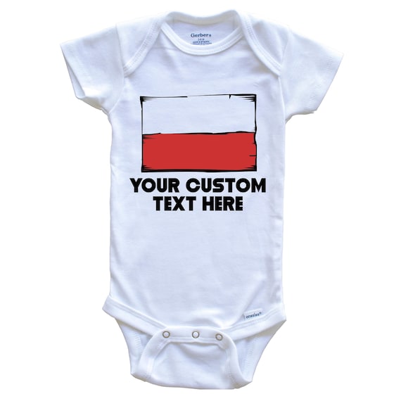 Polish Flag Custom Text Personalized Baby Bodysuit Poland Flag