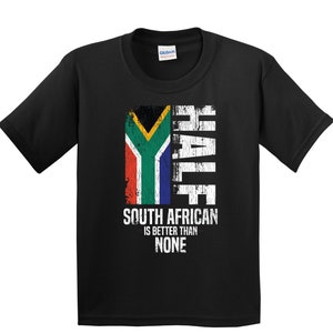 Kids South Africa Shirt - South African Gift - Funny South African Flag Shirt - South Africa Shirt for Kids - Half South African
