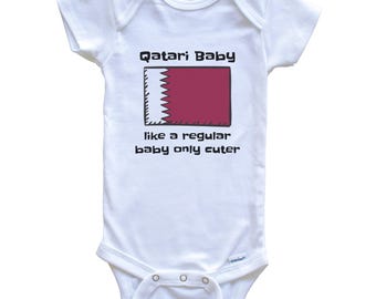 Qatari Baby Like A Regular Baby Only Cuter Funny Qatar Flag Baby Bodysuit - Funny Baby Shower Gift