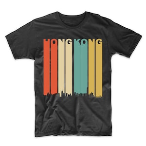 Men&#39;s Hong Kong Shirt - Vintage Retro 1970&#39;s Style Hong Kong China Cityscape Downtown Skyline T-Shirt