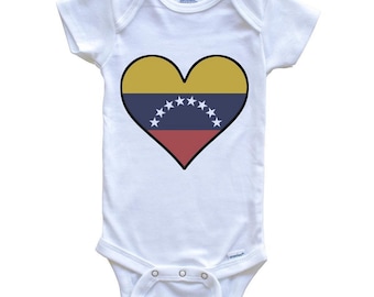 Venezuelan Flag Baby Bodysuit - Cute Venezuelan Flag Heart - Venezuela   Baby Bodysuit