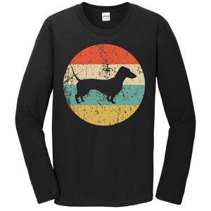 Dachshund Shirt - Vintage Retro Dachshund Long Sleeve T-Shirt - Dog Silhouette Icon Shirt