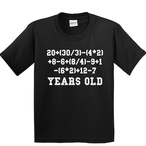 11 Years Old Algebra Math Equation Shirt - Funny 11th Birthday Youth T-Shirt - 11th Birthday Gift for Math Whiz