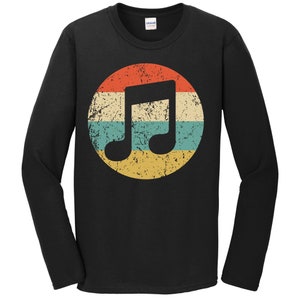 Men&#39;s Musician Shirt - Retro Musical Notes Icon Long Sleeve T-Shirt - Music Shirt