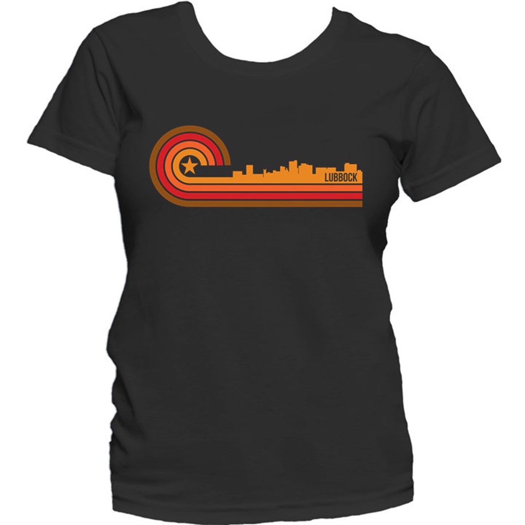 Women's Lubbock Shirt Retro Style Lubbock Texas Skyline Etsy.de