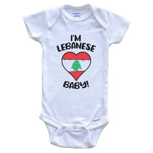 Eu sou um bebê libanês! Body de bebê de uma peça com bandeira do Líbano engraçada - manga curta ou manga longa