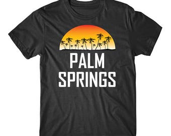 Chemise Palm Springs pour homme - T-shirt de vacances Palm Springs en Californie avec coucher de soleil et palmiers par Really Awesome Shirts