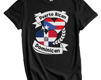Puerto Rican Dominican Heart Flags Puerto Rico Dominican Republic T-Shirt