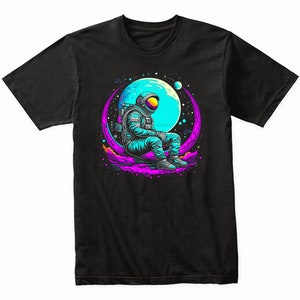 Astronaut Psychedelic Spaceman on the Moon Art T-Shirt  - Vibrant Colorful Bright Watercolor Rainbow Shirt - Space Science Gift Idea
