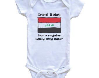 Body de bebé iraquí como un bebé normal, pero más lindo y divertido con la bandera de Irak: regalo divertido para baby shower.