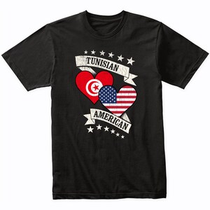 T-shirt Tunisie drapeau américain coeur Tunisie Etats-Unis - Idée cadeau chemise Tunisie - Chemise drapeau Tunisie