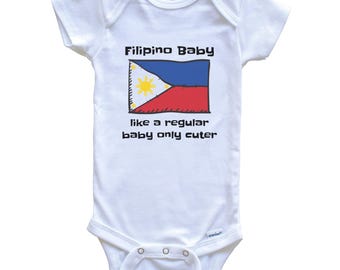 Filipino Baby Like A Regular Baby Only Cuter Funny Philippines Flag Baby Bodysuit - Funny Baby Shower Gift