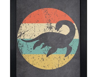 Loch Ness Monster Art Print - Retro Nessie Icon Wall Art - 8"x10" Framed or Unframed