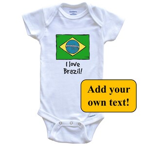 Brazilian Flag Custom Text Personalized Baby Bodysuit - Brazil Flag Baby Bodysuit