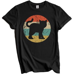 Retro Cat Shirt - Cat Lover Gift - Retro Kitten Icon T-Shirt - Cat Mom Shirt, Cat Dad Shirt Black