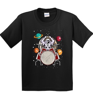 Boys Drums Shirt - Kids Drums Shirt - Drummer Gift for Kids - Drummer Astronaut Outer Space Spaceman Youth T-Shirt