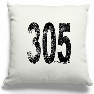 305 Miami Florida Area Code 100% Cotton Twill Fabric Throw Pillow Case (16&quot;x16&quot;) - Miami Pillow Cover