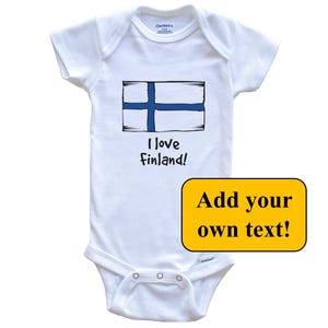 Finnish Flag Custom Text Personalized Baby Bodysuit - Finland Flag Baby Bodysuit