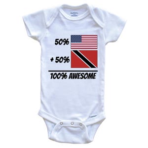50 Percent Trinidadian 50 Percent American 100% Awesome Funny   Baby Bodysuit - Trinidad and Tobago Flag Trinidadian American
