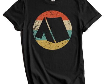 Camping Shirt - Camping Gift - Outdoors Camping Retro Tent Icon T-Shirt