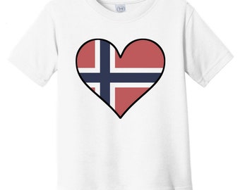 Norwegian Flag Baby T-Shirt - Cute Norwegian Flag Heart - Norway Infant / Toddler Shirt